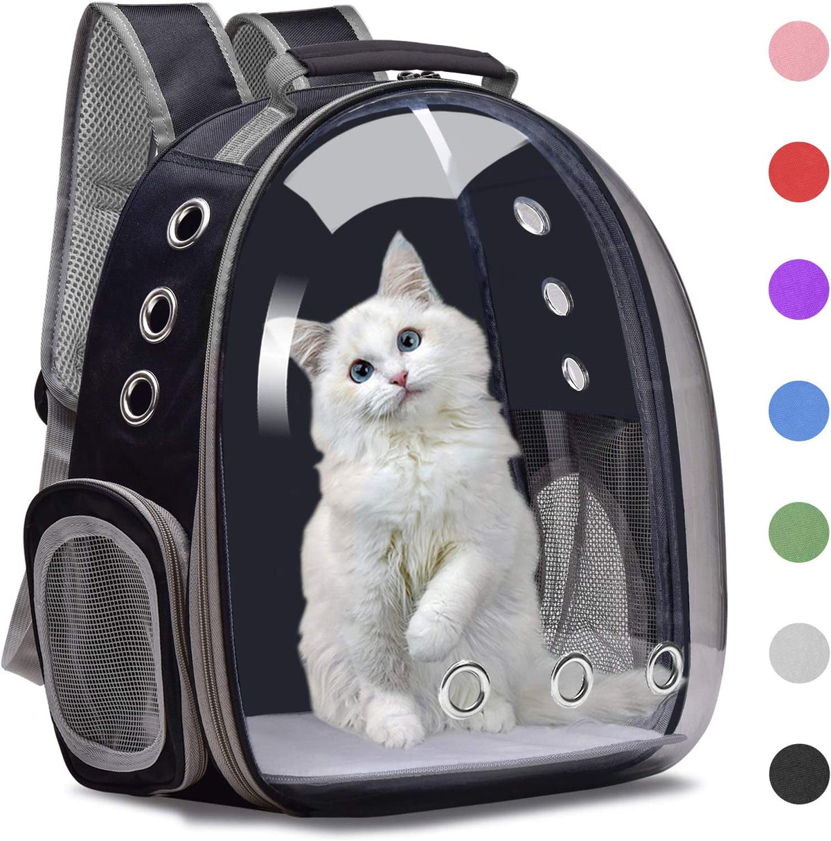 Cat Backpack Carrier Bubble Carrying Bag, Small Dog Backpack Carrier for Small Medium Dogs Cats, Space Capsule Pet Carrier Dog Hiking Backpack, Airline Approved Travel Carrier - Black