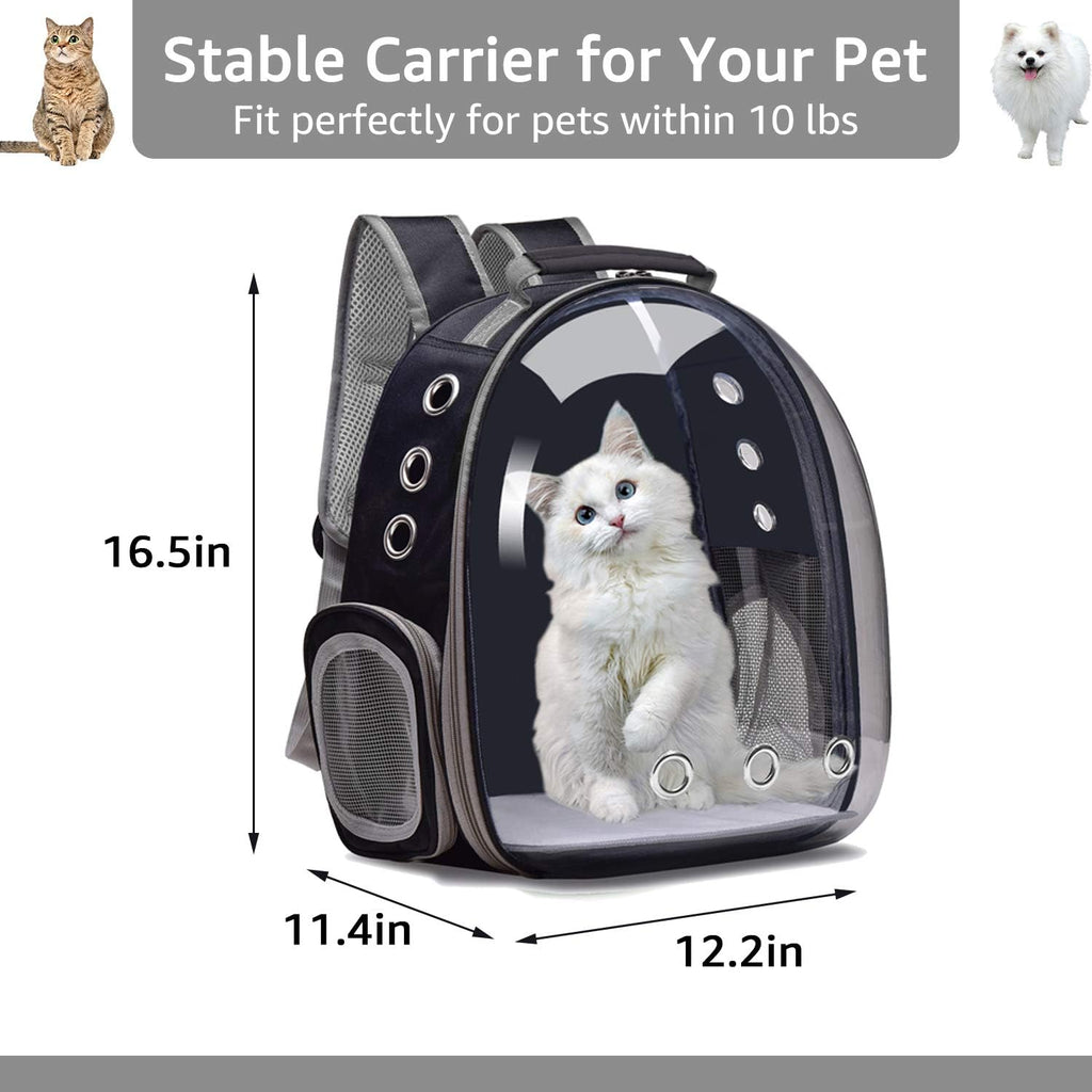 Cat Backpack Carrier Bubble Carrying Bag, Small Dog Backpack Carrier for Small Medium Dogs Cats, Space Capsule Pet Carrier Dog Hiking Backpack, Airline Approved Travel Carrier - Black