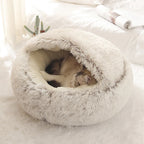 Soft Plush Pet Bed with Cover round Cat Bed Pet Mattress Warm Cat Dog Sleeping Nest Cave for Small Dogs Kitten
