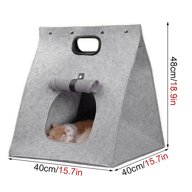 New Foldable Indoor Cool Condo Cat Cube House Scratch Resistant Hideaway Cube 2-In-1 Scratching Board Cat Beds Felt Pet Nest