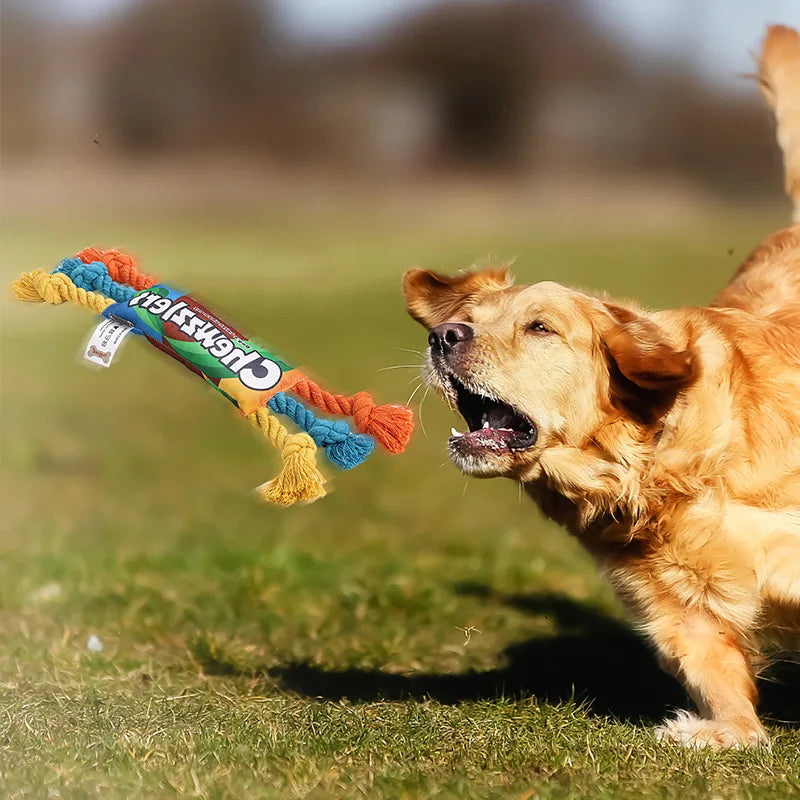 Puppy Dogs Toys Puppy Colorful Cotton Chew Rope Knot Toy Durable Braided Dog Toys Dog Cleaning Teeth Braided Bone Rope