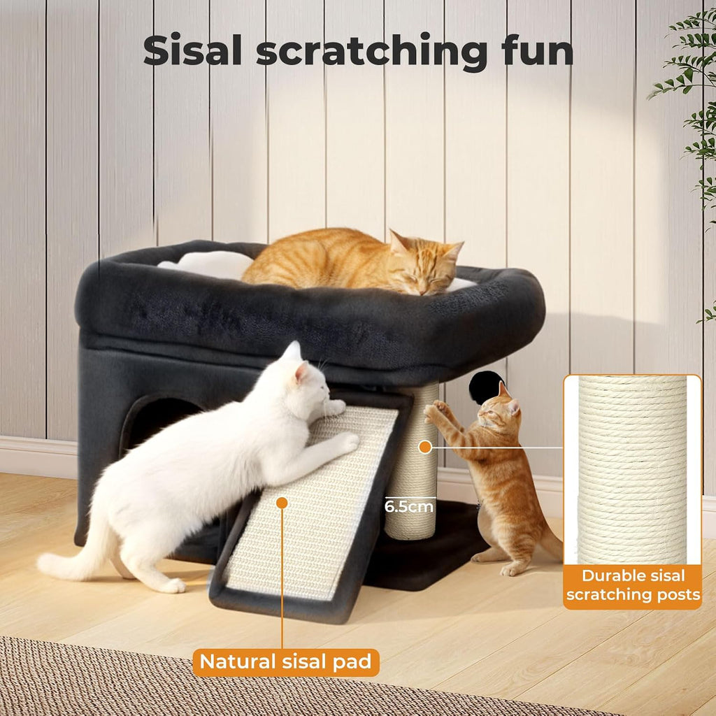 Cat Tree Tower, Plush Perch, Scratching Board, Toy Ball, Indoor Cats