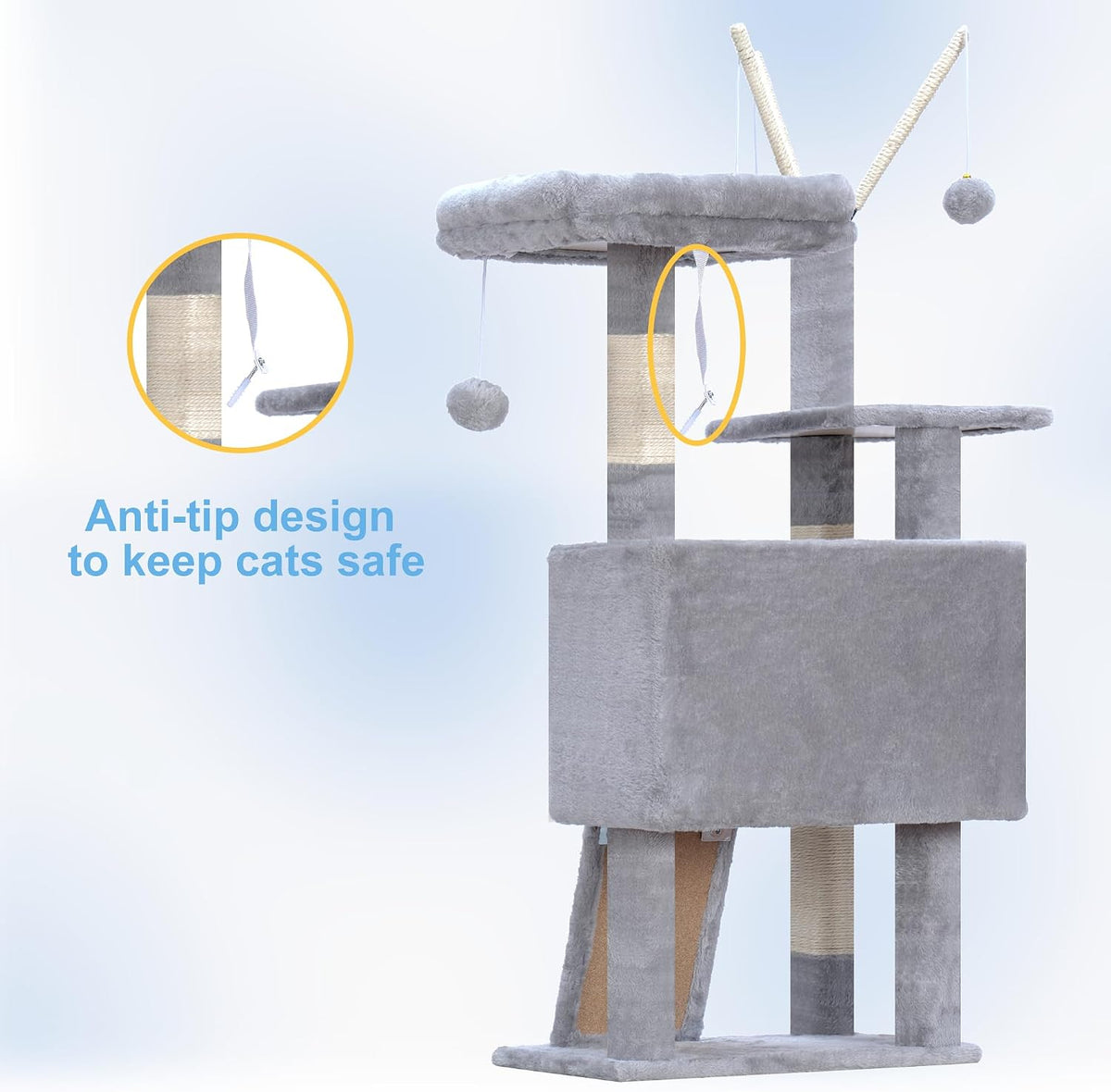 Cat Tree Tower with Removable Toys, Scratching Posts, MPJ008SW