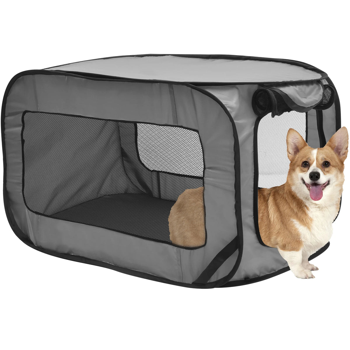 Pop-Up Dog Kennel – Silver Grey