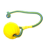 Indestructible Rubber Dog Ball on a Rope – Ball with Tug Rope