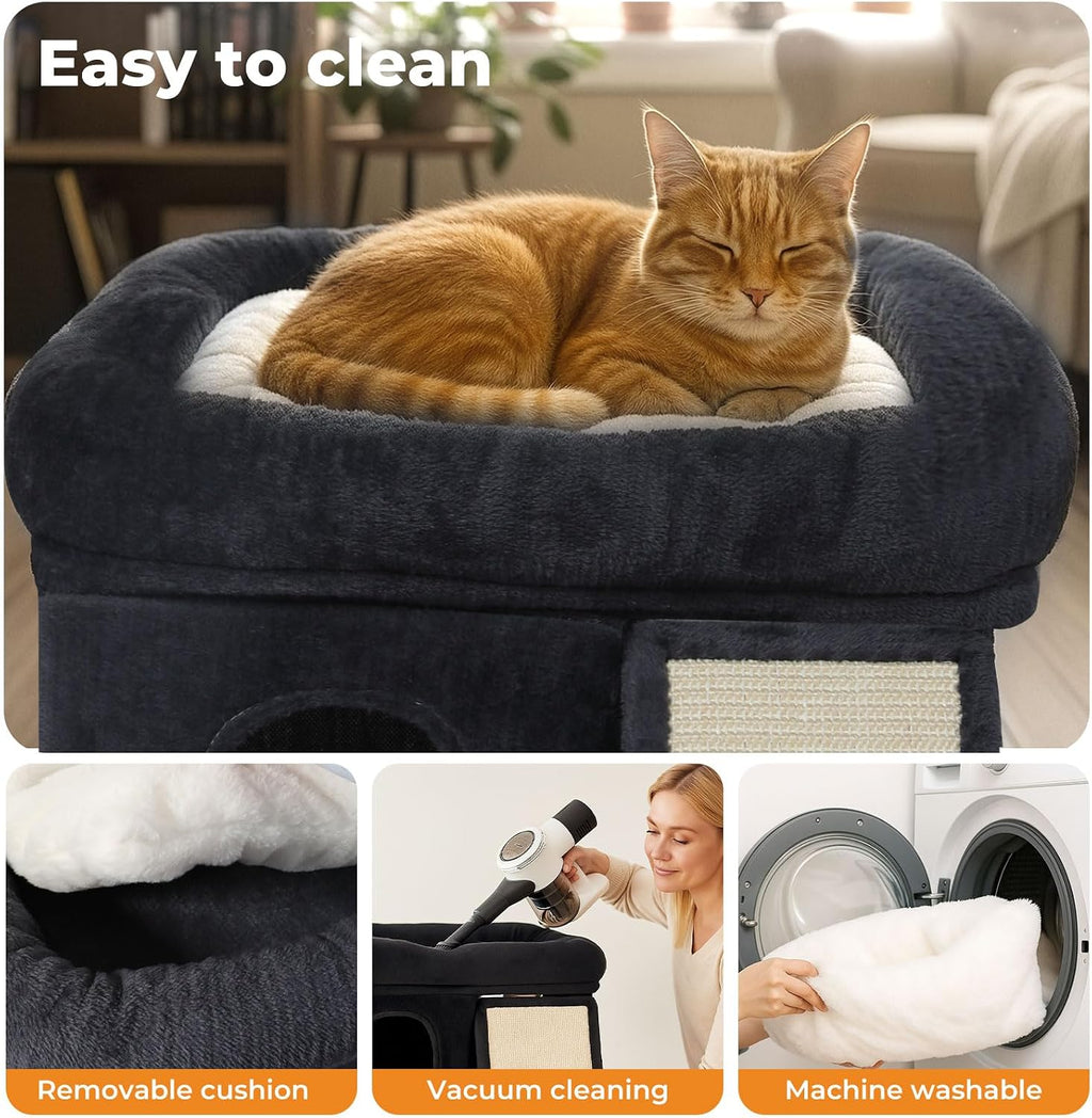 Cat Tree Tower, Plush Perch, Scratching Board, Toy Ball, Indoor Cats