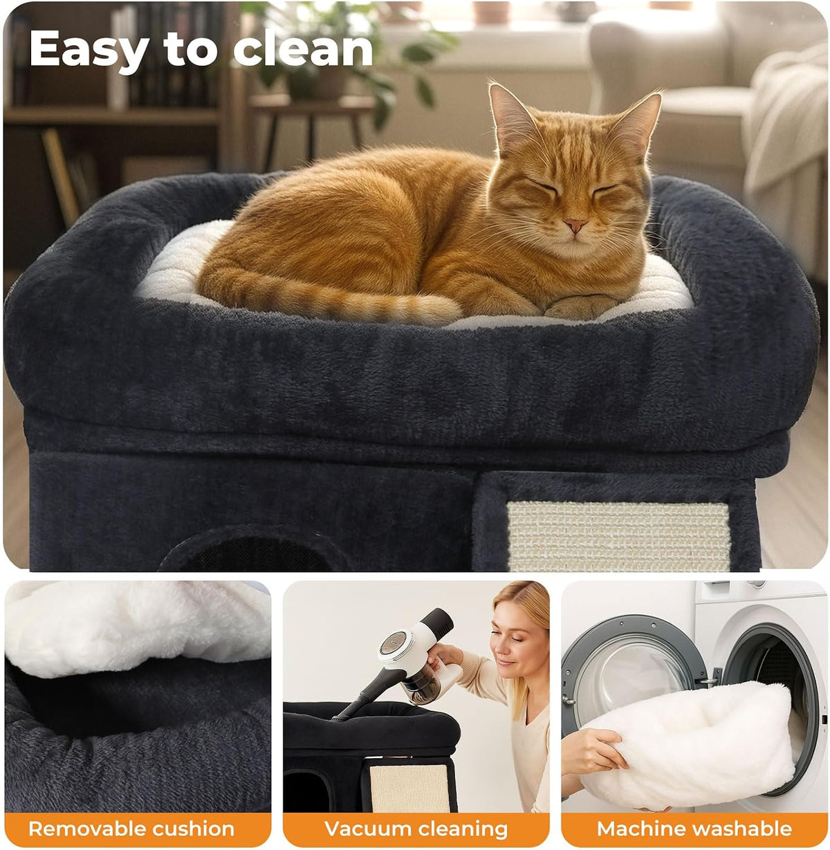 Cat Tree Tower, Plush Perch, Scratching Board, Toy Ball, Indoor Cats