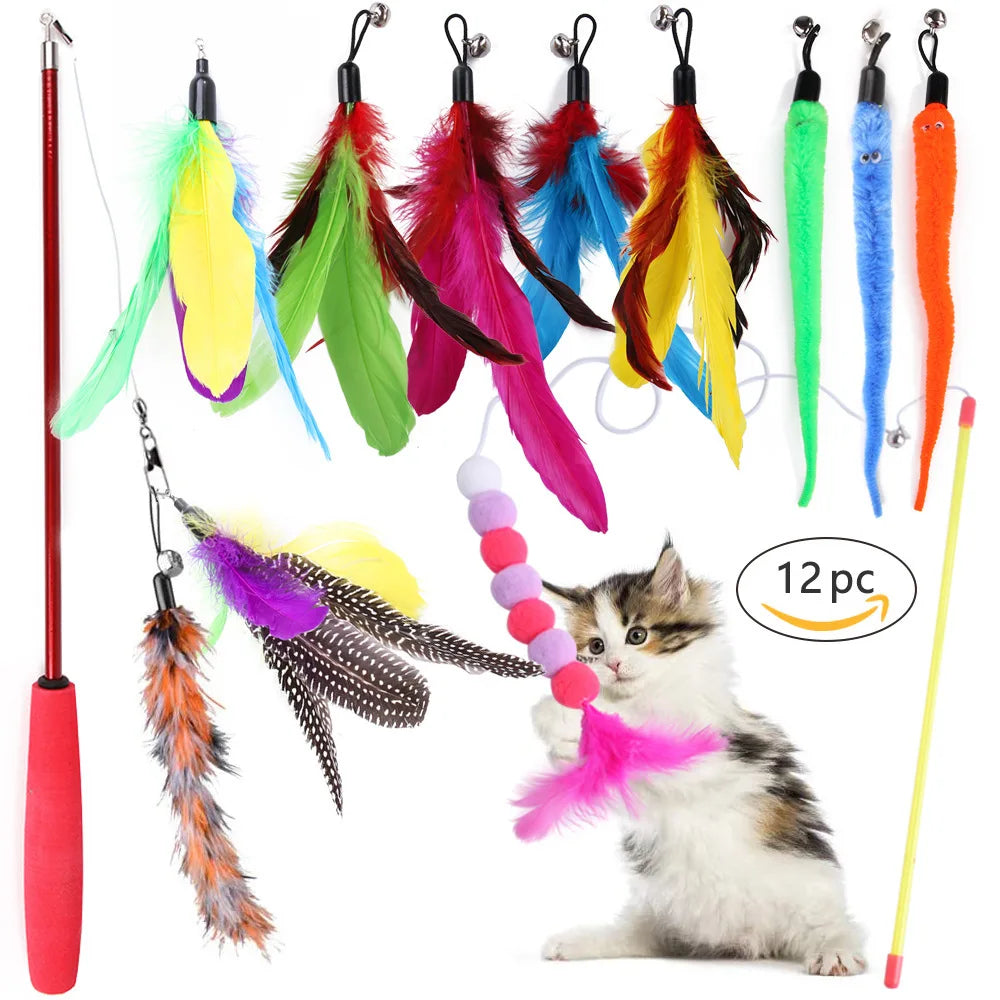 Cat Toy Set – 12-Piece Feather Set