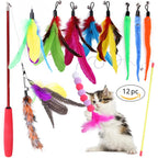 Cat Toy Set – 12-Piece Feather Set