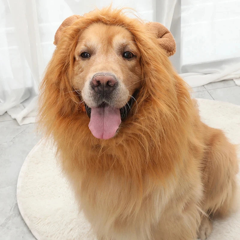 Cute Pet Dog Cosplay Clothes Lion Mane for Dog Costumes Realistic Lion Wig for Medium to Large Dogs with Ear Pet Accessories