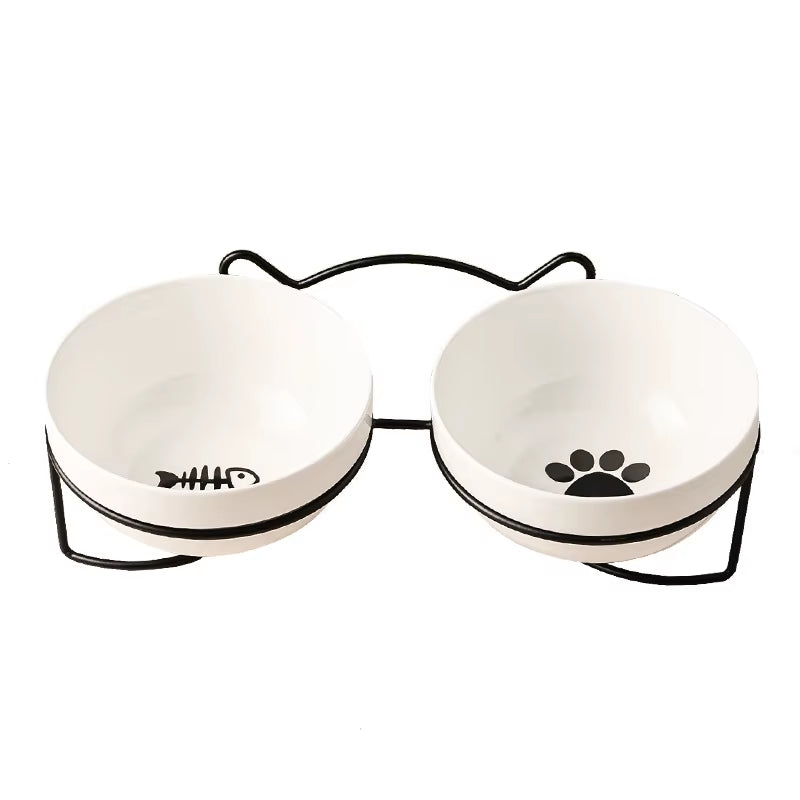 1-3Pcs Creative Cervical Protection Pet Supplies Ceramic Double Cat Bowl Ceramic Cat Bowl Food Bowl Dog Drinking Water Food Bowl