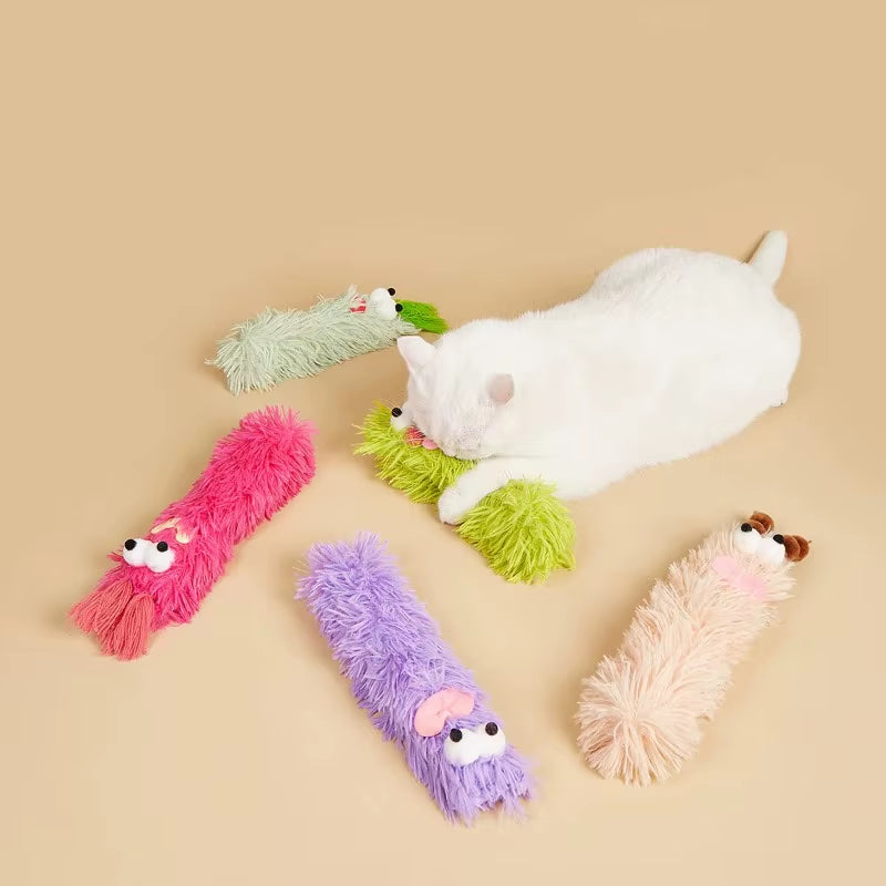 1 Cat Plush Toy with Crinkle Sound, Contains Catnip, Durable Thumb Pillow, Teeth-Grinding Cat Chew Toy, Pet Chewing Toy
