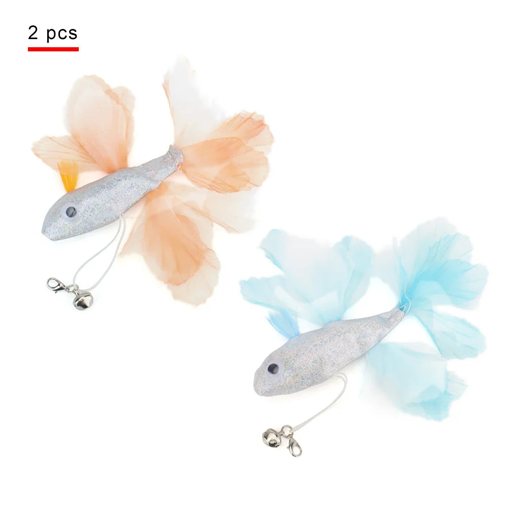 Colourful Fish Cat Teaser Stick Goldfish Fighting Fish Shape Cat Toy Funny Pet Toy
