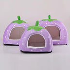 Soft Cat House Foldable Leopard Strawberry Shape Lovely Dog Bed Warm Puppy Kitten Bed Tent Cute Pet Cat Dog Cave Nest