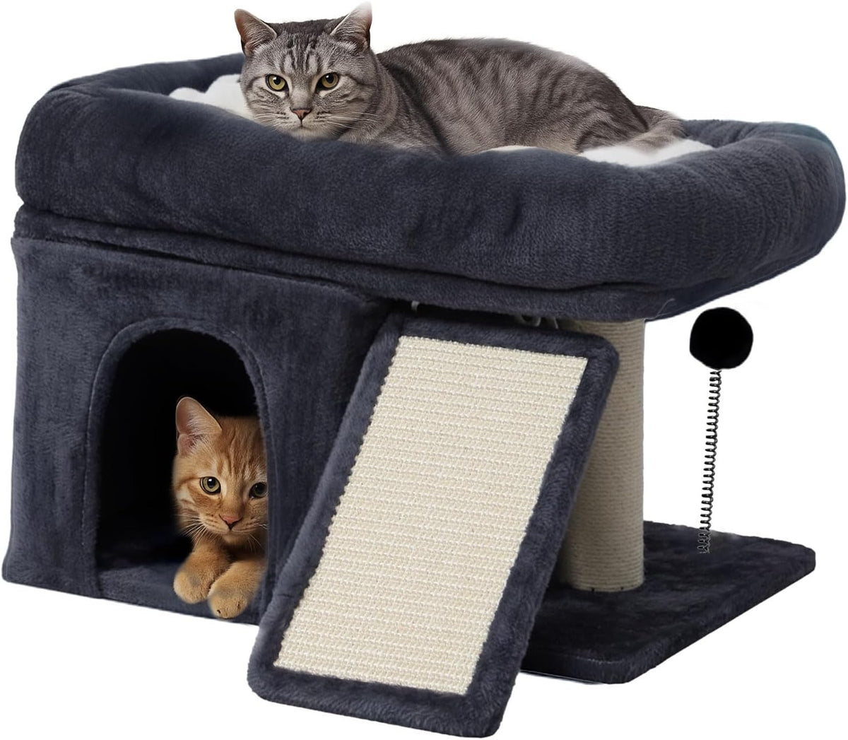Cat Tree Tower, Plush Perch, Scratching Board, Toy Ball, Indoor Cats