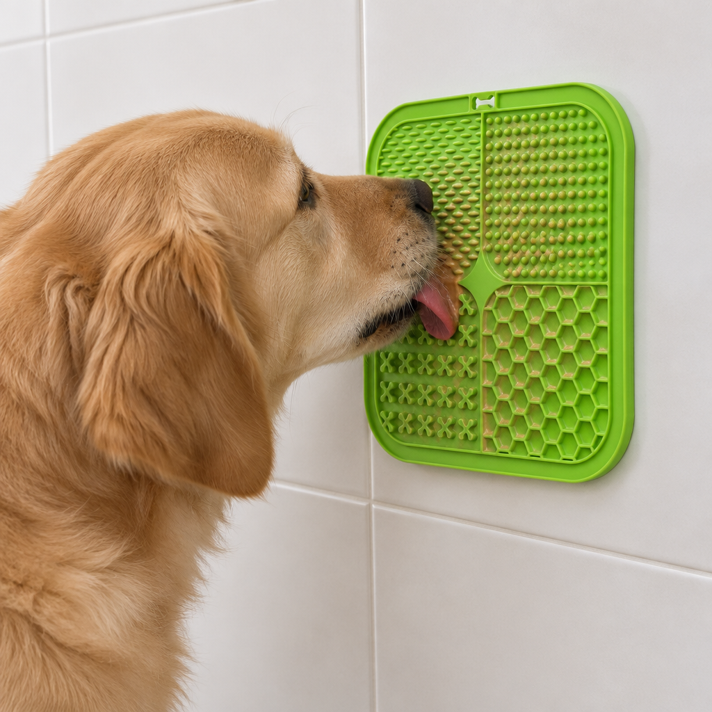 Dog Lick Mat with Suction Cups at home